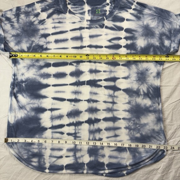 Green Tea Women's Shirt Blue White Tie-Dye PLUS SIZE XL Boho Hippie Festival - Picture 4 of 6